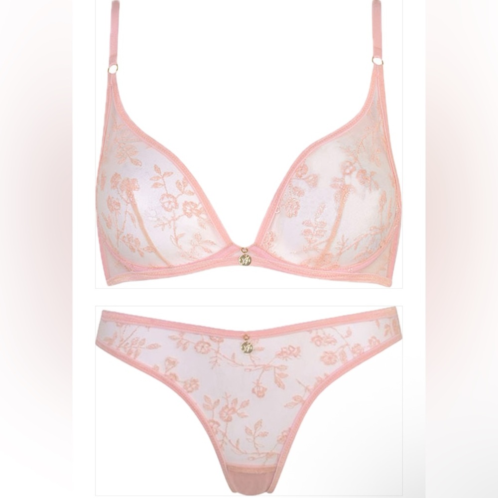 Agent Provocateur Zadi SET 34C Bra and brief peach 34C 2 S NWT lingerie